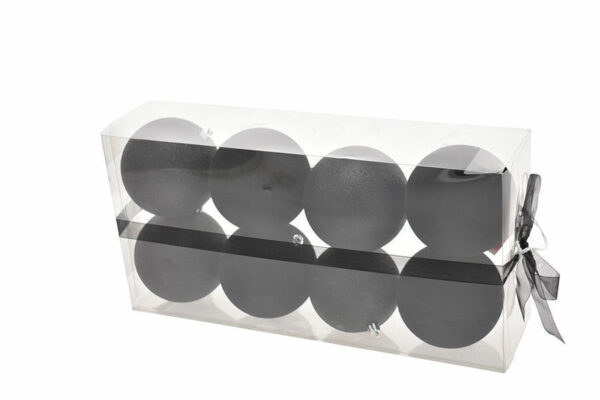 Box 8 sfere 10 cm Velluto Nero con glitter *