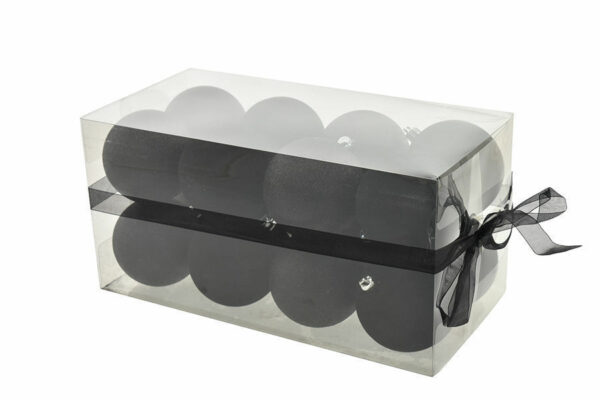 Box 16 sfere 8 cm Velluto Nero con glitter *