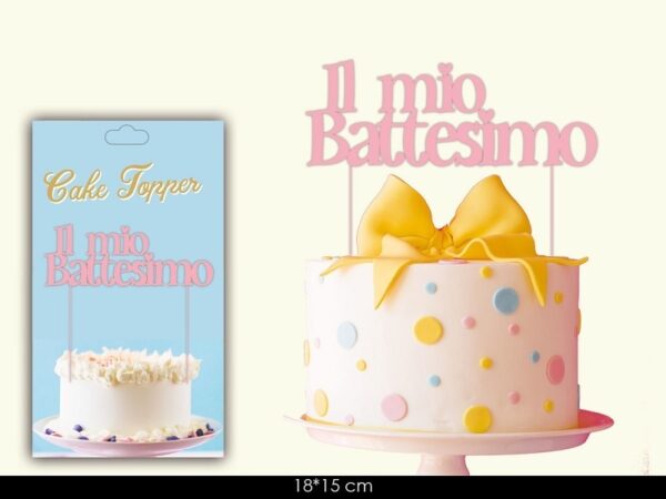 Cake Topper Il Mio Battesimo Rosa *