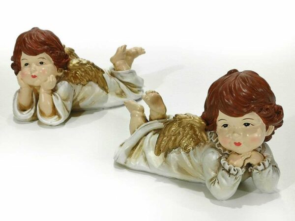 Angelo sdraiato bianco e oro 7,5 cm *