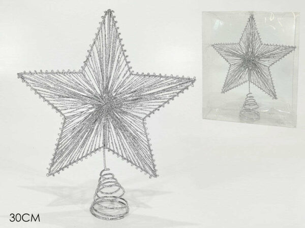 Puntale Stella 30 cm Argento *