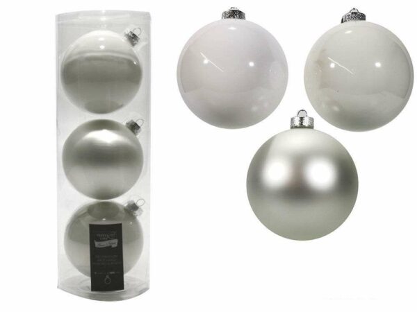Set 3 Palle in vetro 100 mm Bianco *