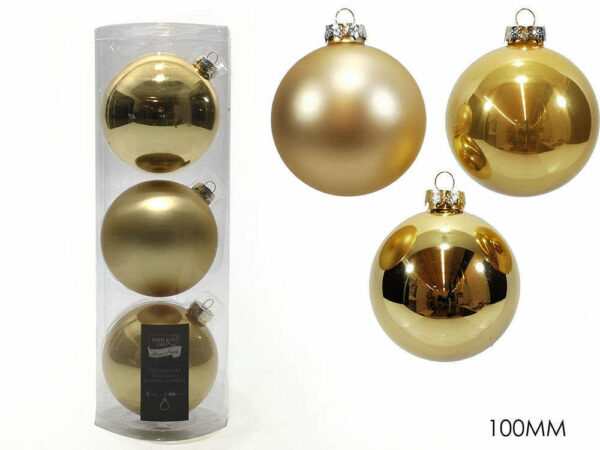 Set 3 palle in vetro 100 mm Oro *