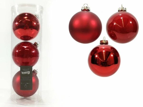 Set 3 palle in vetro 100 mm Rosso *