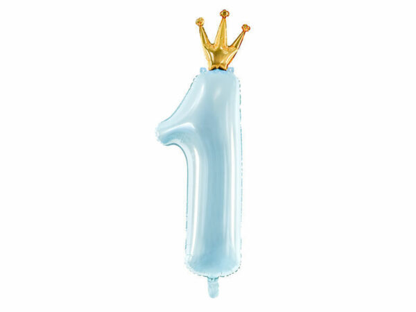 Palloncino Mylar 37x100 cm Numero 1 Celeste *
