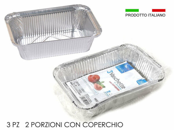 2 Vaschette in alluminio 6 porzioni con coperchio *