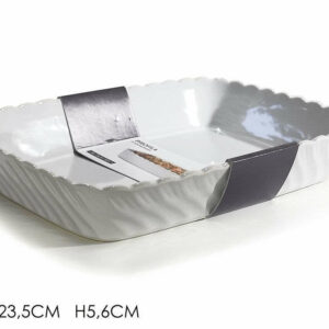 Pirofila Bianca rettangolare smerlata 34×23,5 cm altezza 5,6 cm*