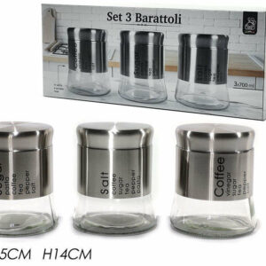 Set 3 Barattoli in vetro e acciaio inox *