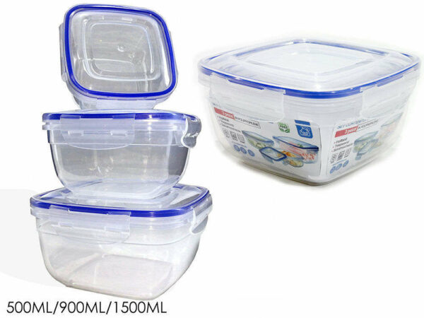Set 3 Contenitori ermetici quadrati *