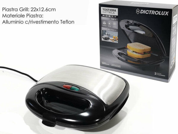 Tostiera 750 W Nera/Acciaio *