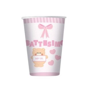 Bicchieri 80 cc Battesimo Teddy Rosa 10 pezzi *