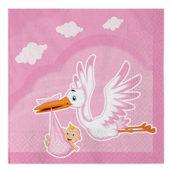 Tovaglioli 33x33 cm Cicogna Nuvola Rosa 20 pezzi *