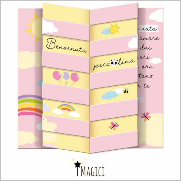 I Magici Biglietto Auguri Nascita Rosa *