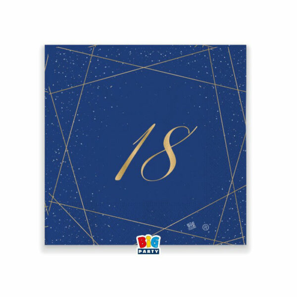 Tovaglioli 25x25 cm 18 anni Blu Gold 20 pezzi *