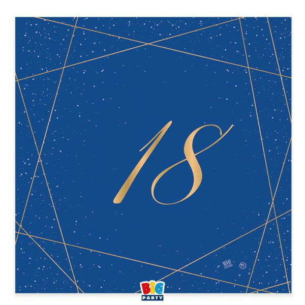 Tovaglioli 33x33 cm 18 anni Blu Gold 20 pezzi *