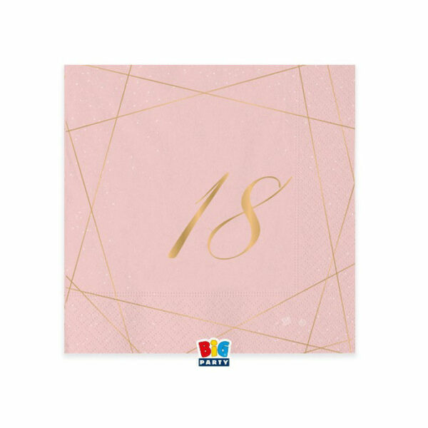 Tovaglioli 25x25 cm 18 Anni Rosa 20 pezzi *