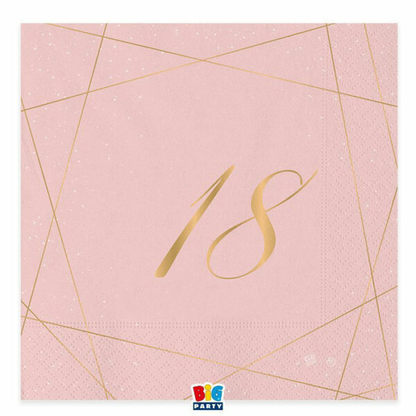 Tovaglioli 33x33 cm 18 Anni Rosa 20 pezzi *