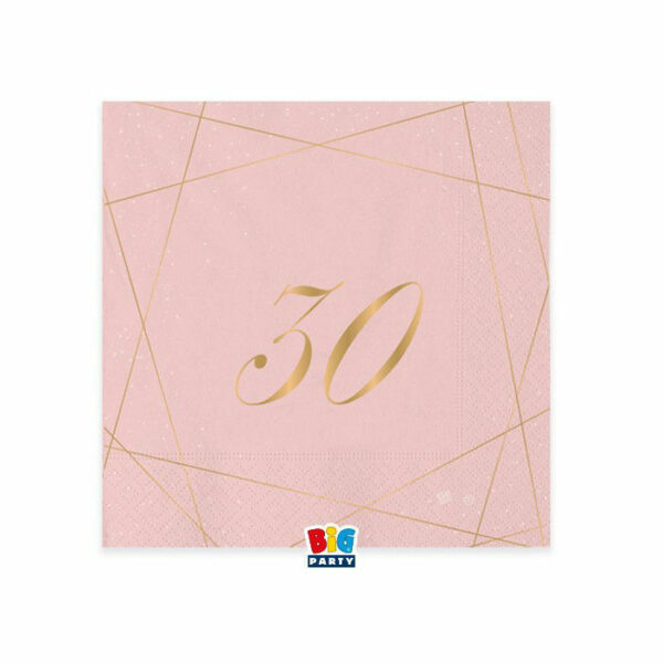 Tovaglioli 25x25 cm 30 Anni Rosa 8 pezzi *
