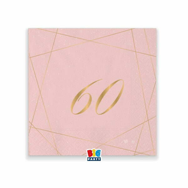 Tovaglioli 25x25 cm 60 Anni Rosa 20 pezzi *
