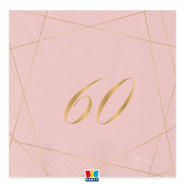 Tovaglioli 33x33 cm 60 Anni Rosa 20 pezzi *