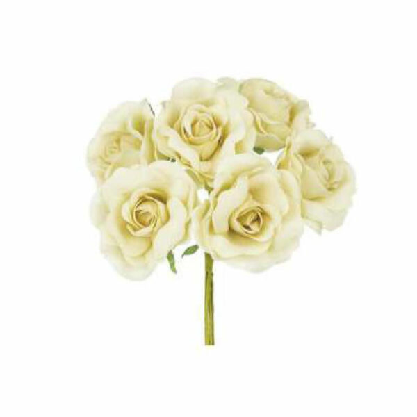 Fiore Rosa Singola Beige - Mazzetto da 6 Rose diametro 5 cm *