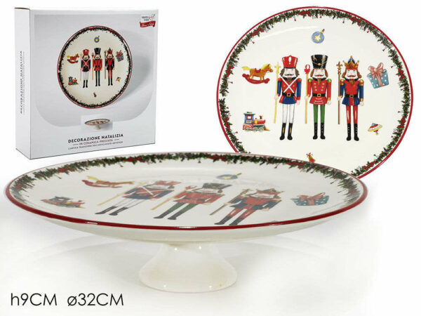 Alzatina in ceramica 32 cm decorata con Soldatini schiaccianoci *