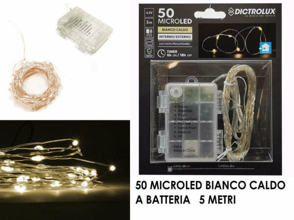 Catena 50 MicroLed Bianco Caldo con timer uso esterno *