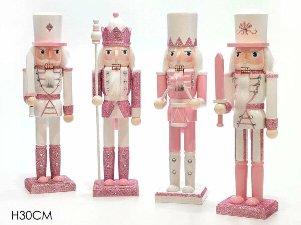 Soldatino Schiaccianoci 30 cm Rosa e bianco *