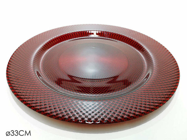 Sottopiatto in vetro diametro 33 cm Rosso *