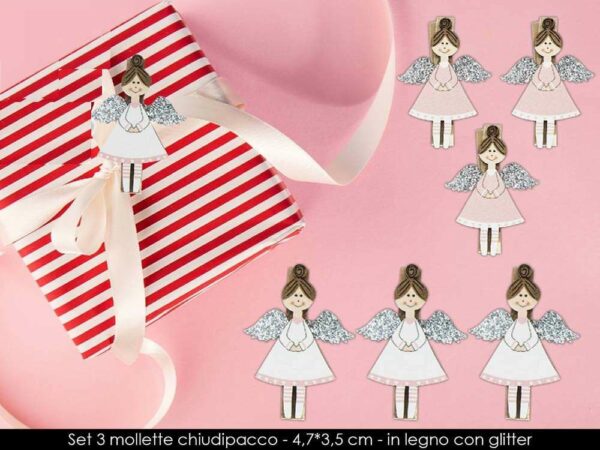 Set 3 mollette chiudi pacco angelo *