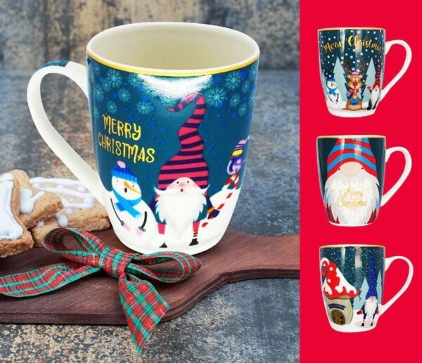 Tazza in ceramica blu Christmas Gnomi *