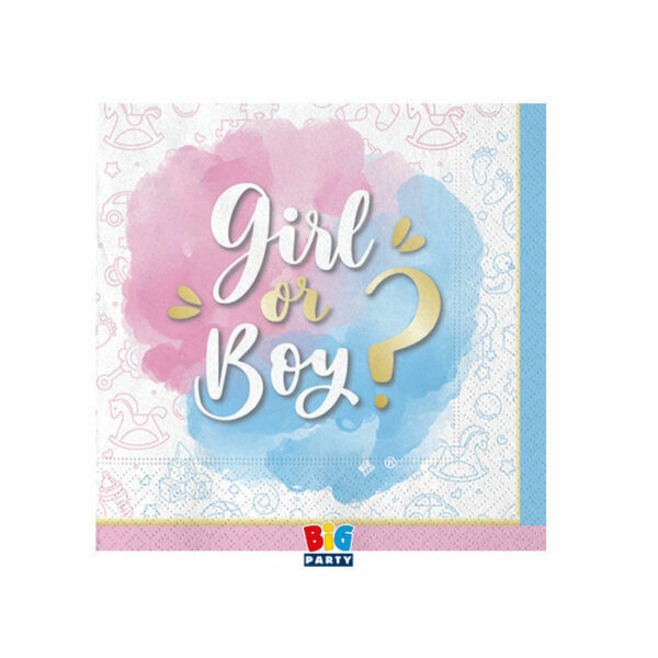 Tovaglioli 25x25  cm Gender Reveal 20 pezzi *