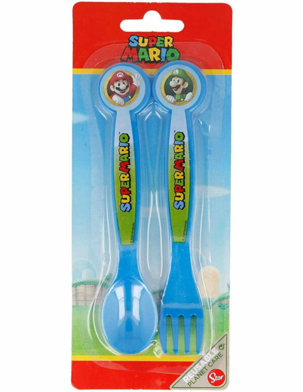 Set 2 posate in plastica rigida Super Mario *