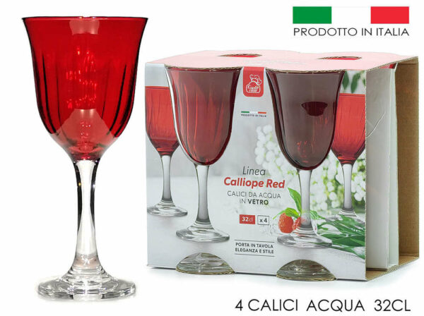 Set 4 Calici Acqua 32 cl Rosso *