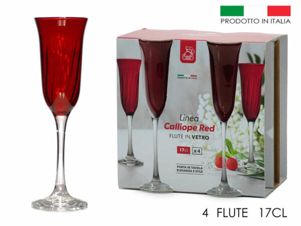 Set 4 Flute 17 cl Rosso *