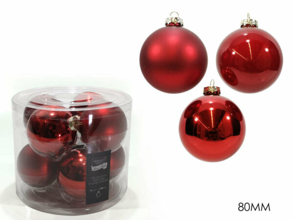 Set 8 palle in vetro Rosso 80 mm *