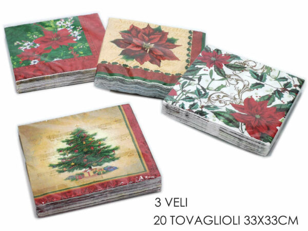 Tovaglioli 33x33 cm Natalizi 20 pezzi *