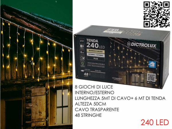 Tenda 240 LED Bianco Caldo 6x0,5 metri *
