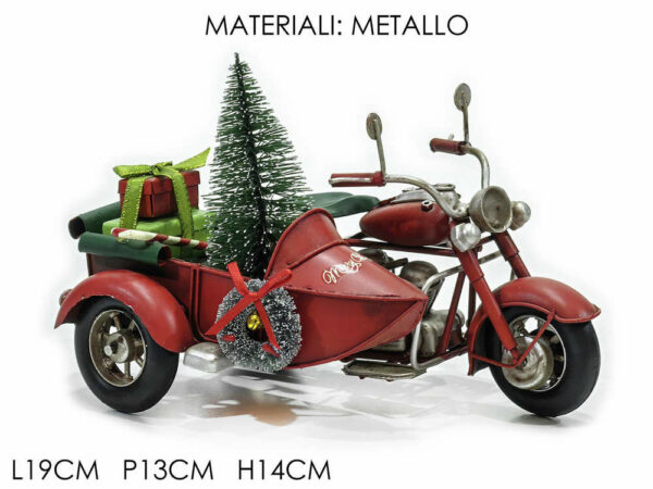 Moto con sidecar con decorazione natalizia rossa *