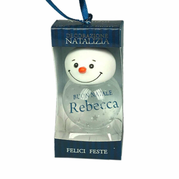 Palla di Neve 4x6 cm con nome REBECCA