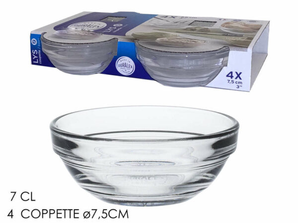 Set 4 Coppette in vetro Lys con bordo *