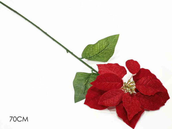 Ramo 70 cm con stella di Natale rossa *