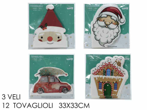 Tovaglioli 33x33 cm Natalizi 12 pezzi *