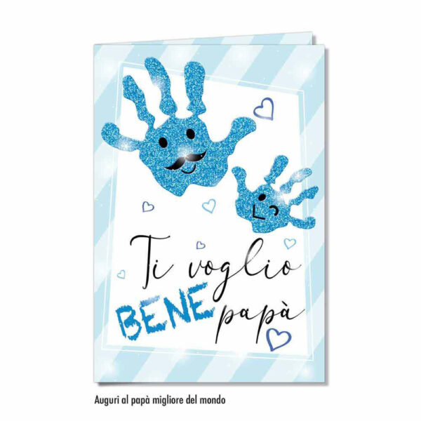 Biglietto Auguri Papà manine con glitter *
