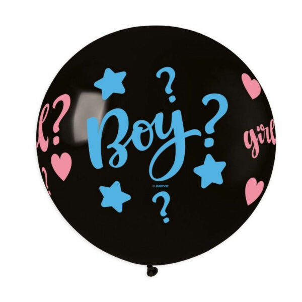10 Palloncini in Lattice 31" 80 cm Nero con Stampa Boy or Girl