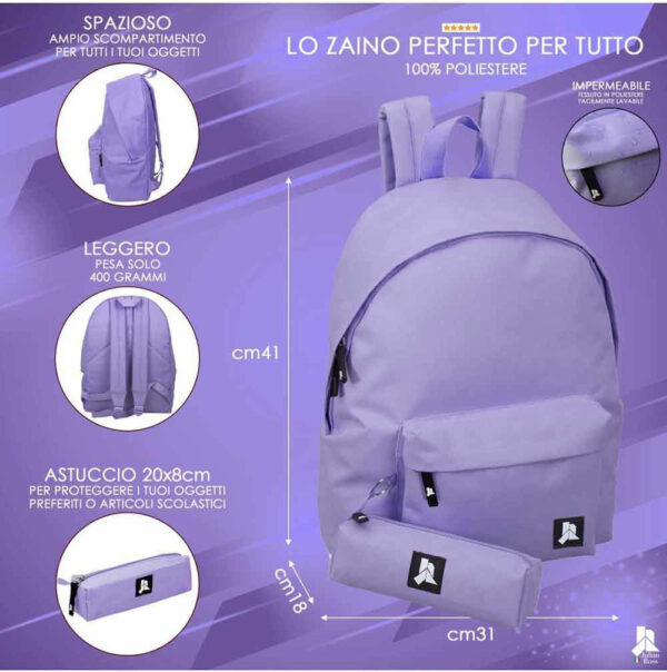 Julian Ross Zaino con astuccio Scuola Viola Chiaro - immagine 4