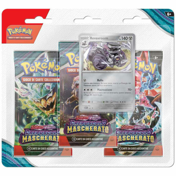 1 pacchetto Pokemon SV6 Scarlatto e Violetto - Crepuscolo Mascherato 3 Pack Soggetti assortiti