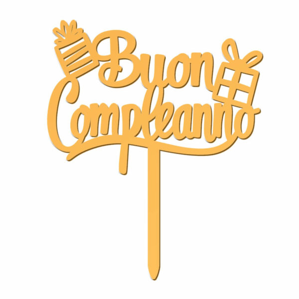 Cake Topper Oro Buon Compleanno - immagine 2