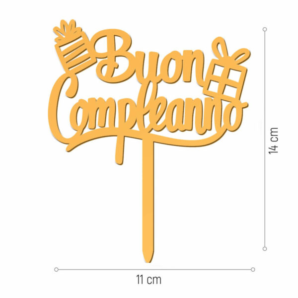 Cake Topper Oro Buon Compleanno - immagine 3