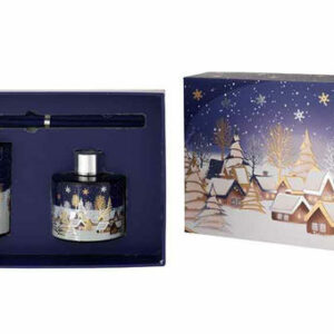 Scatola Blu Regalo con Profumo e Candela